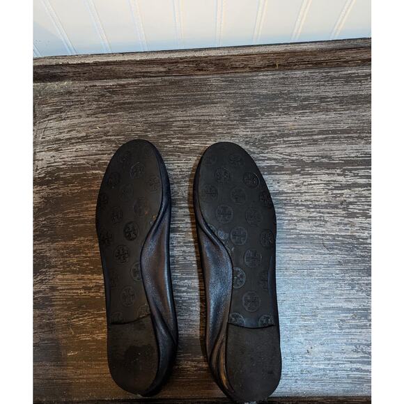 Tory Burch Minnie Travel Flats Navy/Silver Logo Size 8 M - Picture 3 of 4